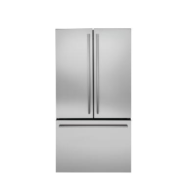 Refrigerador Bottom Freezer French Door de Piso Minimalist 36" (90 cm) Marca: Monogram Modelo: ZWE23ESNSS Color: Acero Inoxidable ($9,749 USD).